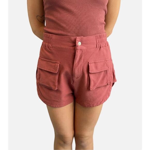 Bobi Knit Twill Shorts with Pockets in Rustic Size Large - Picture 1 of 4